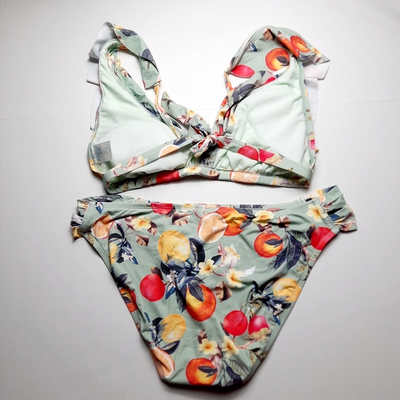 Kona Sol Swimsuit Women Size XL Extra Large Green Print 2 Piece Bikini Swimwear - Picture 7 of 11